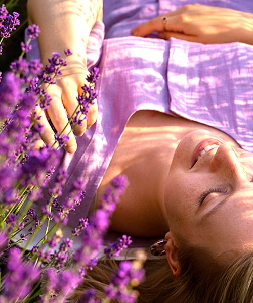 image showing women with lavendar flower mobile view